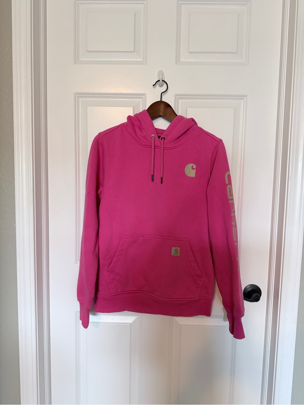 Carhartt Women's Hot Pink Pullover Hoodie with Logo